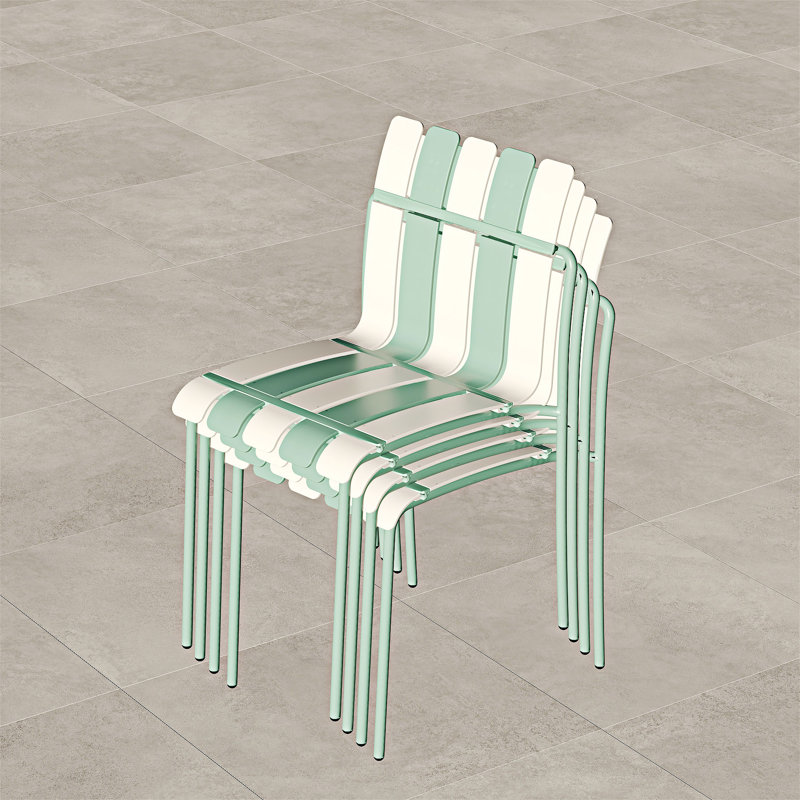 Ensemble de chaises d'extérieur (ensemble de 4), Vert brumeux/Blanc