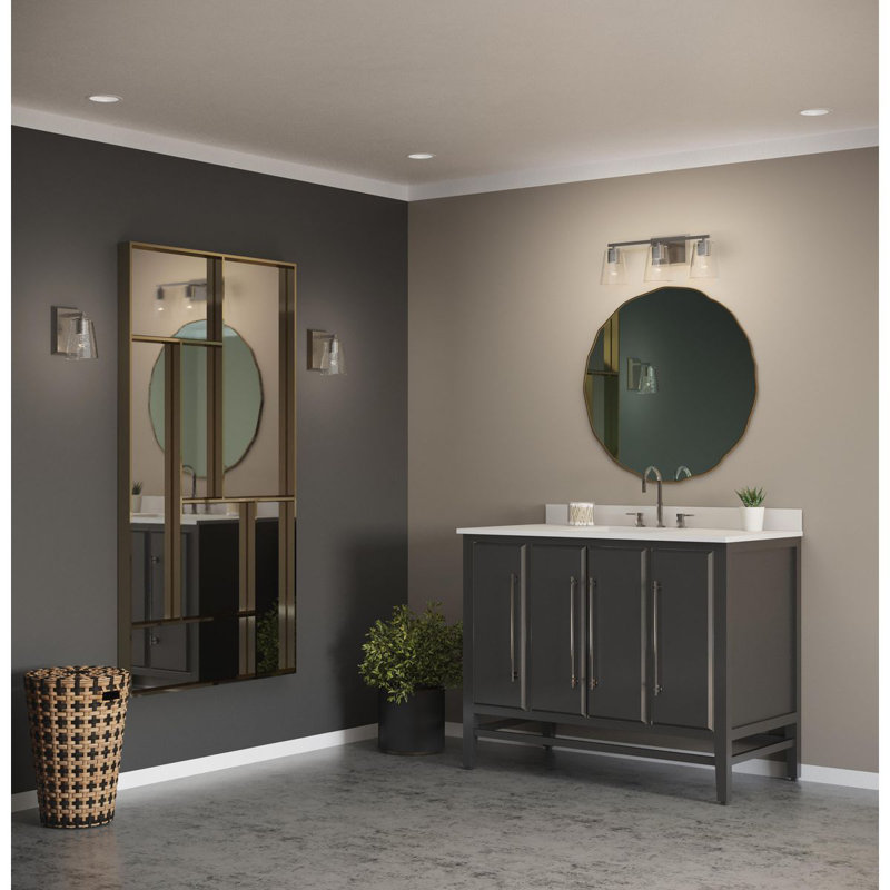 Lilyani Dimmable Bath Sconce, Clear, Brushed Nickel