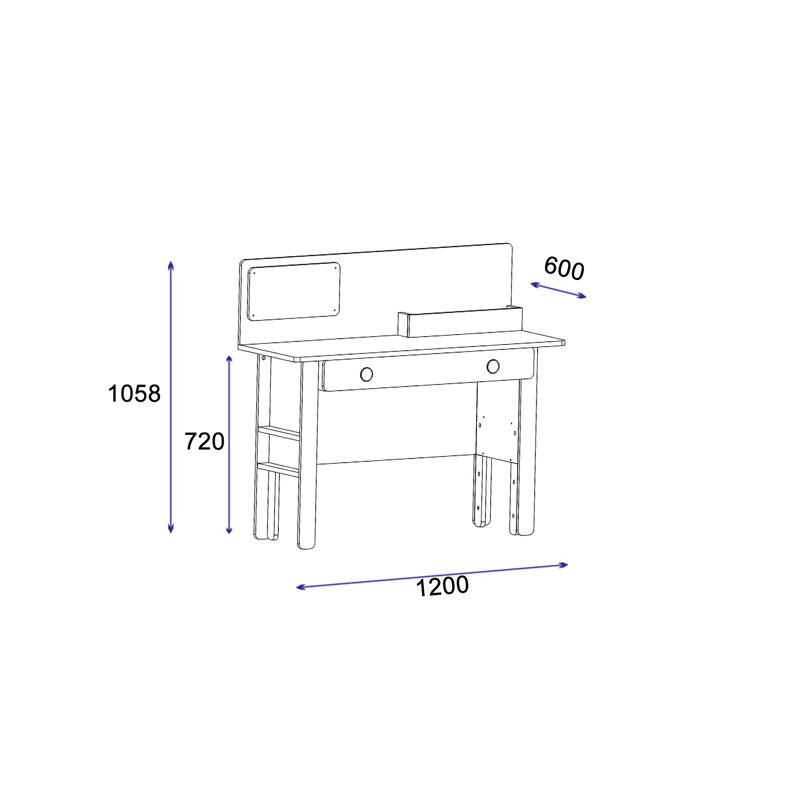 Computer Desk 120Cm Rectangular Mille 