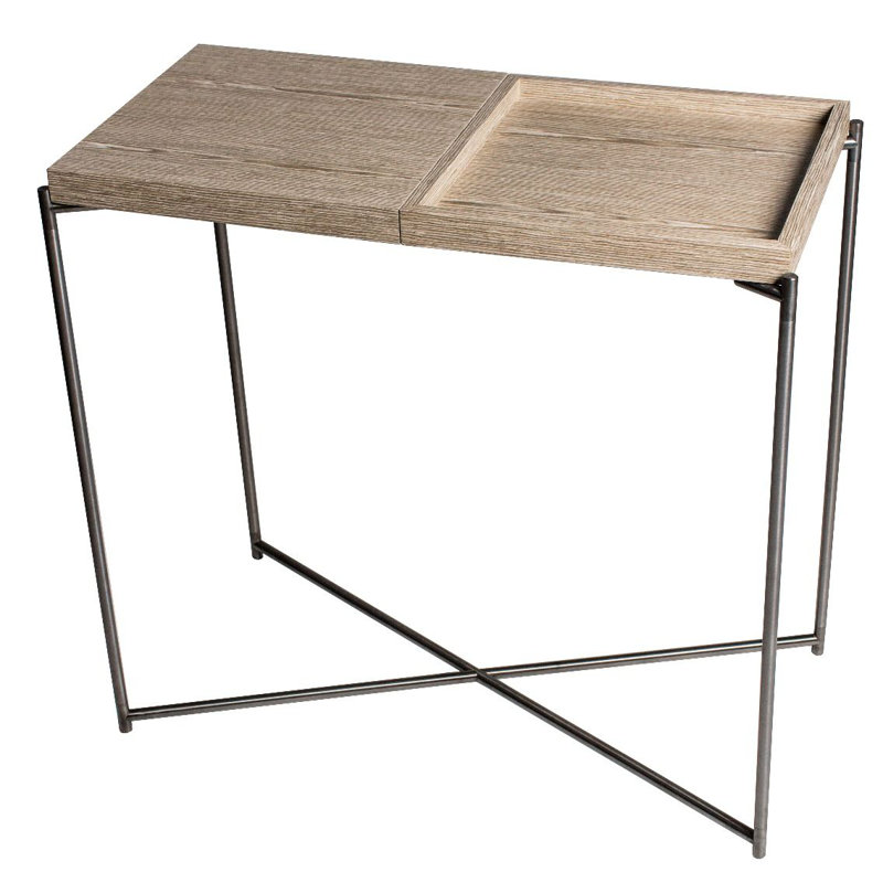 Bedell Console Table, Weathered Oak, 74.7 H x 83.2 W x 42.5 D cm, Gun Metal