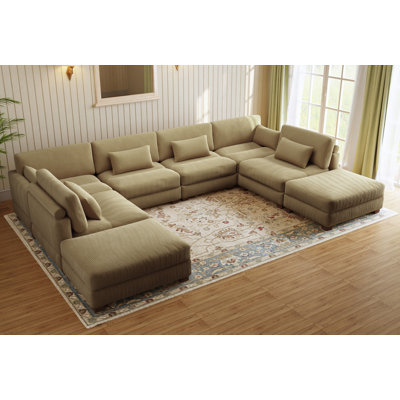 8 Seater Corduroy Corner Sofa 
