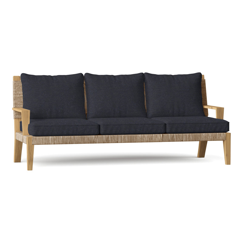 Hadley Outdoor 3 - Seat Patio Sofa, Hadley Natural Rope, Perigold Play Navy