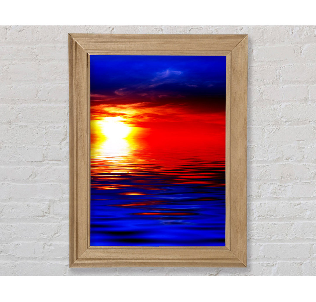 Gerahmtes Leinwandbild Electric Blue Ocean Sunset