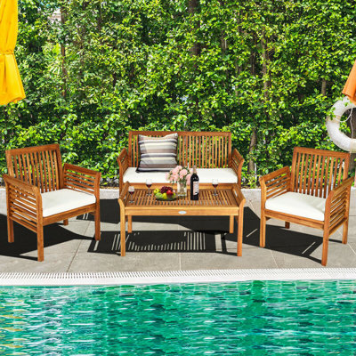 Hiroji 4 - Person Patio Conversation Set with Cushions