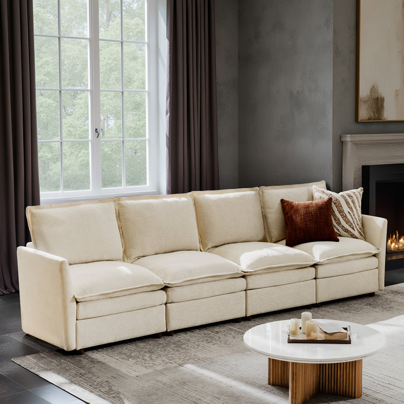 Canapé de rangement surdimensionné moderne à double couche avec pédale extensible Cashin, Beige
