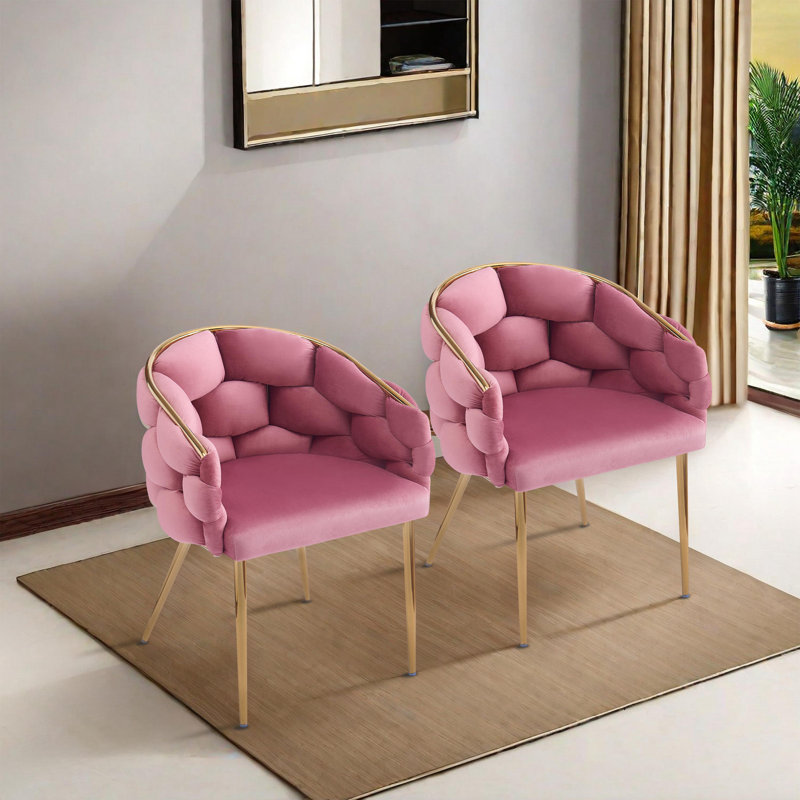 Chaises d'appoint luxueuses Gurpreet, Velours rose