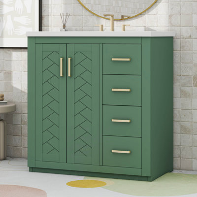 Ensemble de meuble-lavabo 30 po avec lavabo en céramique et porte à 3 tiroirs