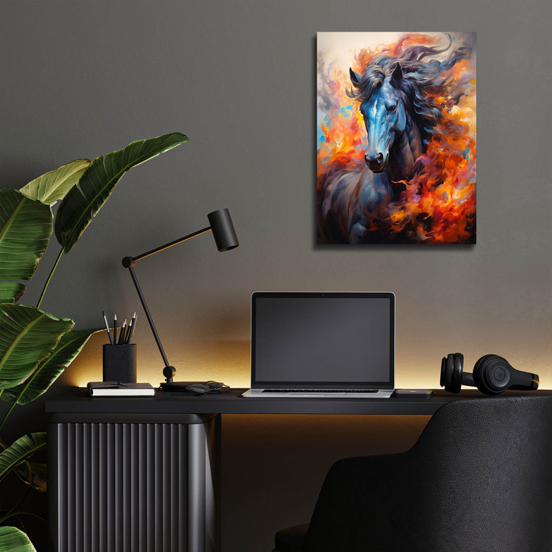 «Fire Horse» par Momart, art mural en verre acrylique, H 24 po x l 16 po x P 0,2 po