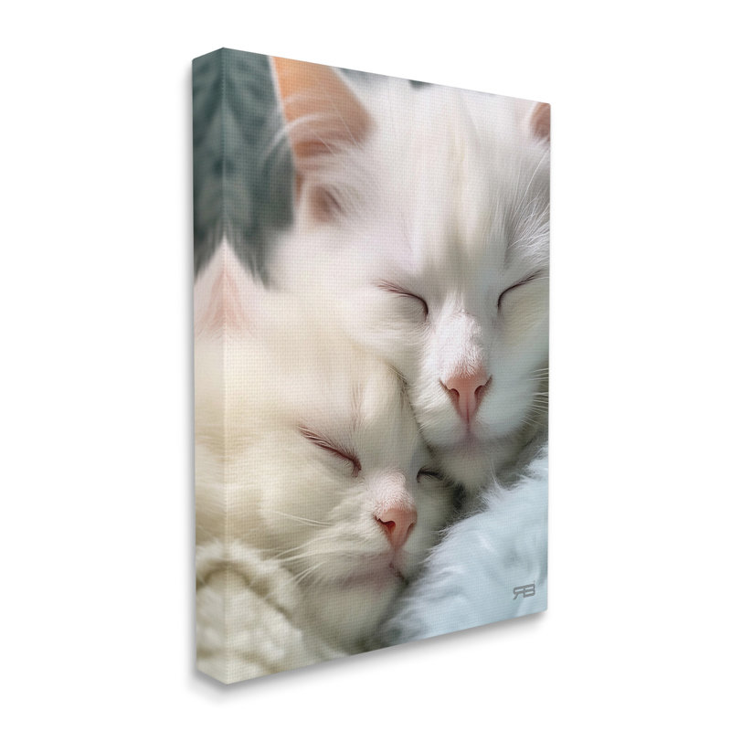 «Cuddling White Cats» par RB, H 40 po x l 30 po