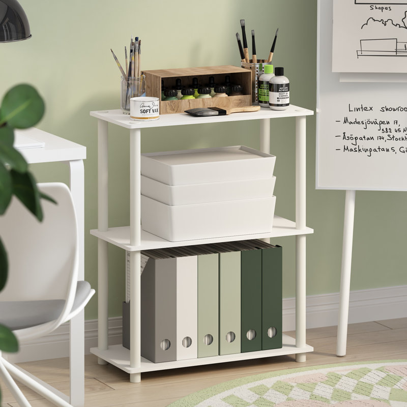 Decorius Etagere Bookcase, White, (3 Shelves) 29.5" H x 23.6" W x 11.4" D