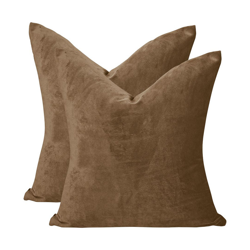 Matte Velvet Cushion Cover - 1 Pc, 46cm x 46cm, Antique Brass