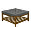 Table basse 33,5 "carrée rembourrée avec plateau en lin capitonné et tablette en bois de hêtre