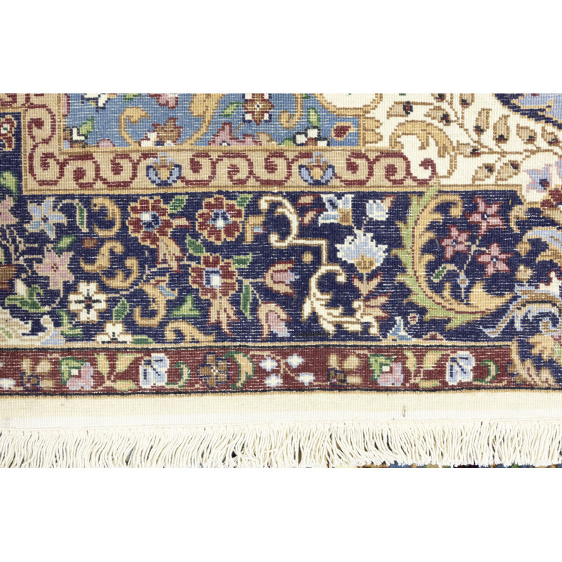 Tapis de couloir oriental bleu en laine noué à la main 2 pi 8 po x 9 pi 6 po