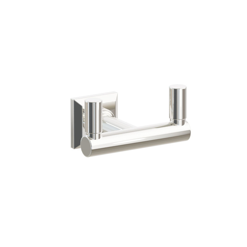 Emtek Select Double Hook w/ Chamfered Square Rosette, Round Stem & Smooth Tip, Polished Nickel