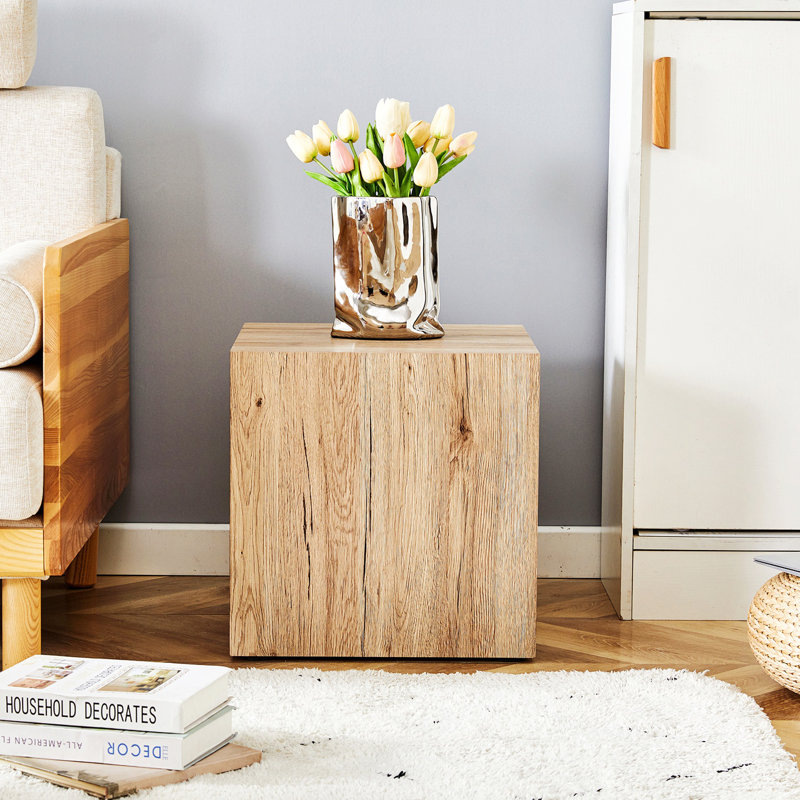 End Table, Modern Small Coffee Table, Rectangular Shape Side Table, Accent Table, Brown, 19.6" H x 11.8" L x 11.8" W
