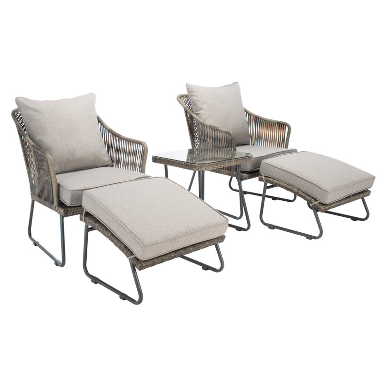 Nevaeh 2 - Person Patio Conversation Set with Cushions, Gray