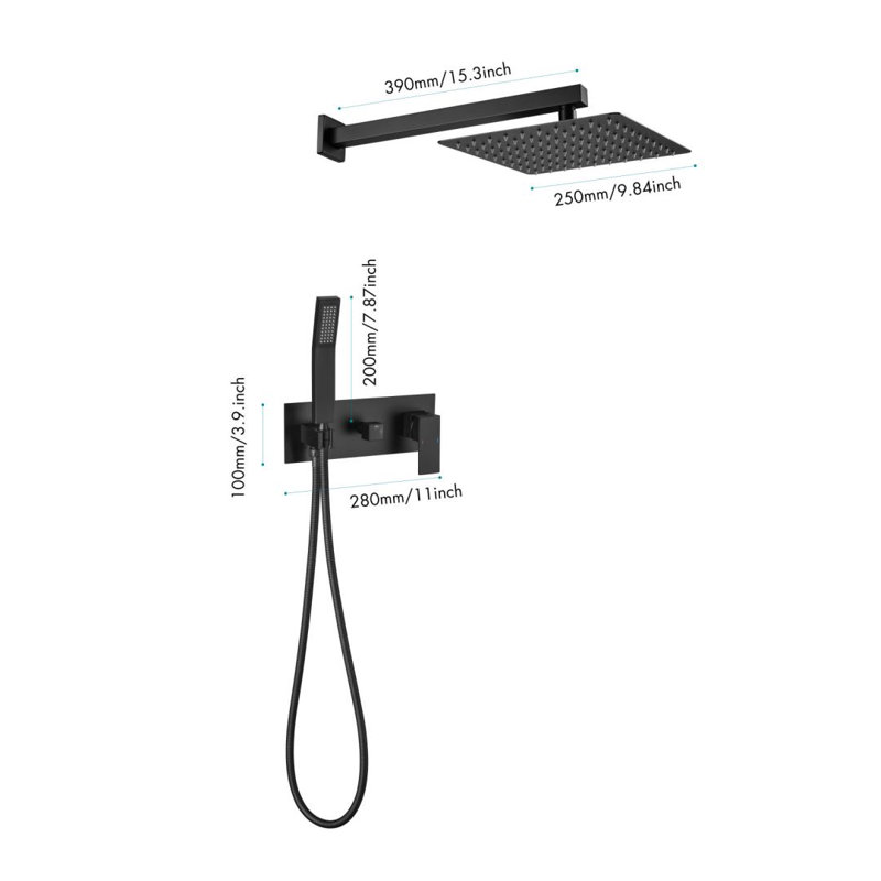 Système de douche complet avec valve brute