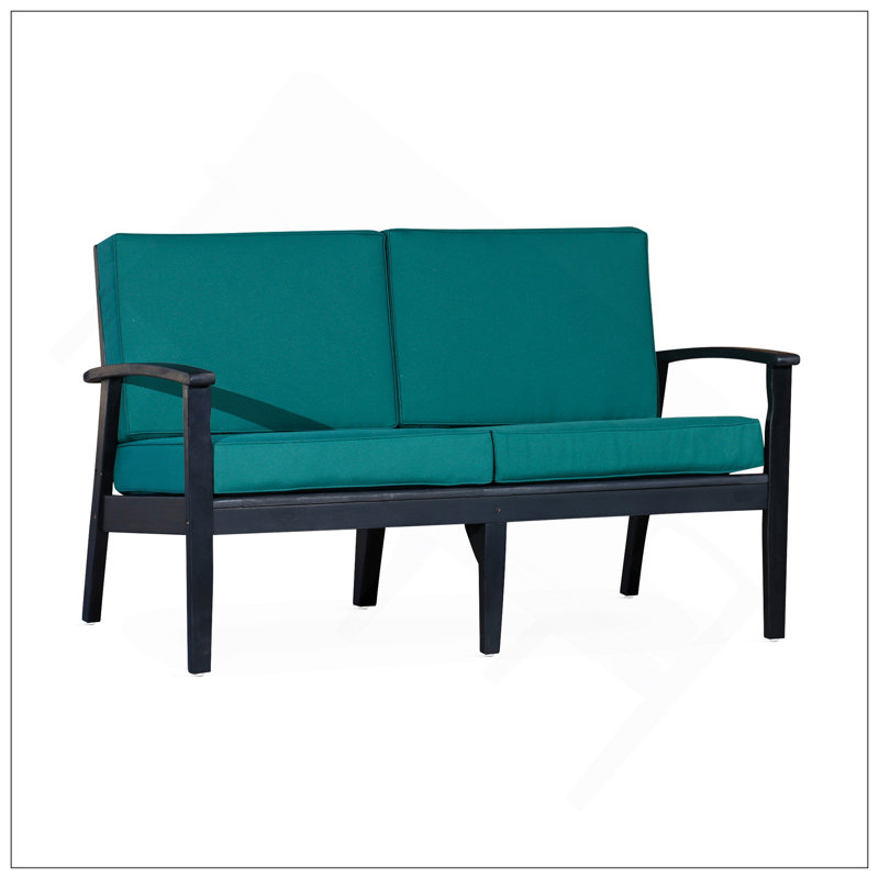 Causeuse en eucalyptus avec coussins, finition espresso, Vert, Noir