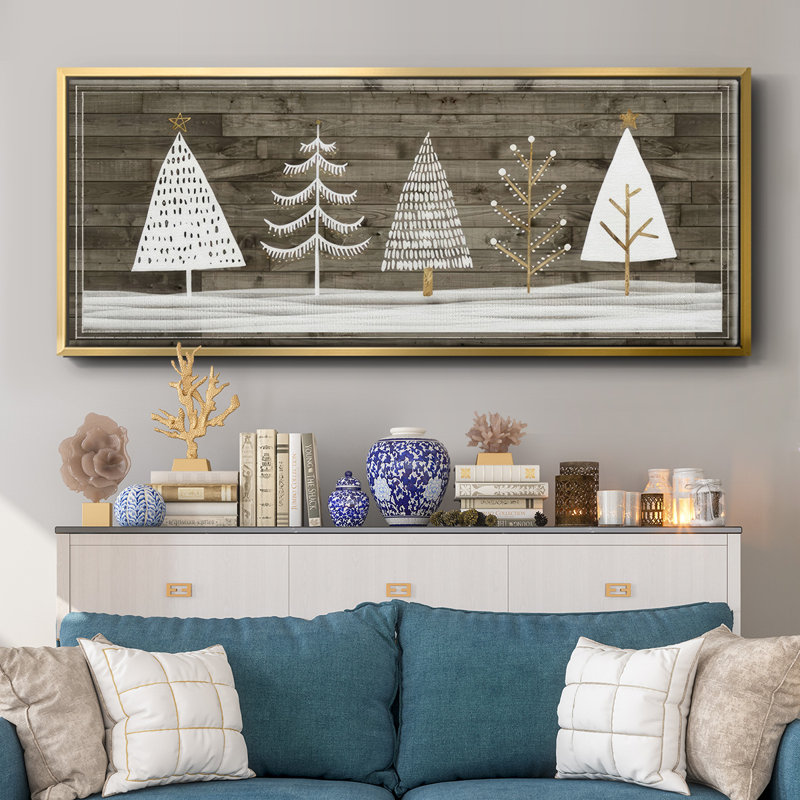 Wooded White Christmas Collection - Toile avec cadre en D, H 20 po x l 50 po