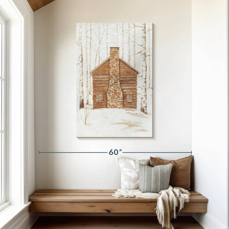 Wintery Cabin, 45" H x 30" W