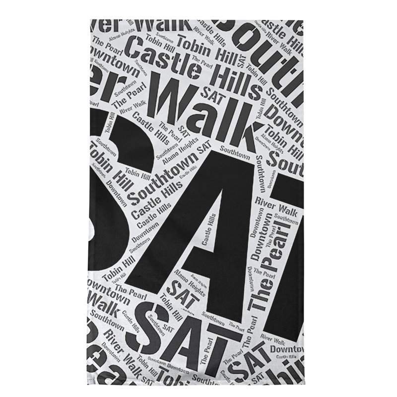 Cotton Tea Towel Kitchen Towel, Black, San Antonio