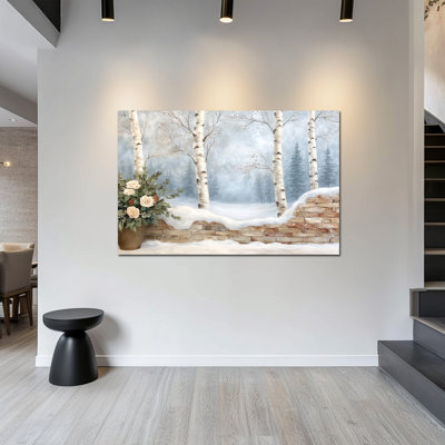 «Winter Landscape Wall Art - Birch Tree Snow Scene, art mural sur toile, photos de forêt d'hiver pour le salon, impression sur toile tendue 24 x 32 po Winter-Wonderland