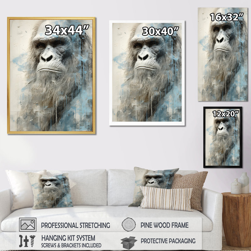 Bigfoot Portrait V - Impression sur toile Bigfoot, H 32 po x l 24 po x P 1 po, Encadrement doré