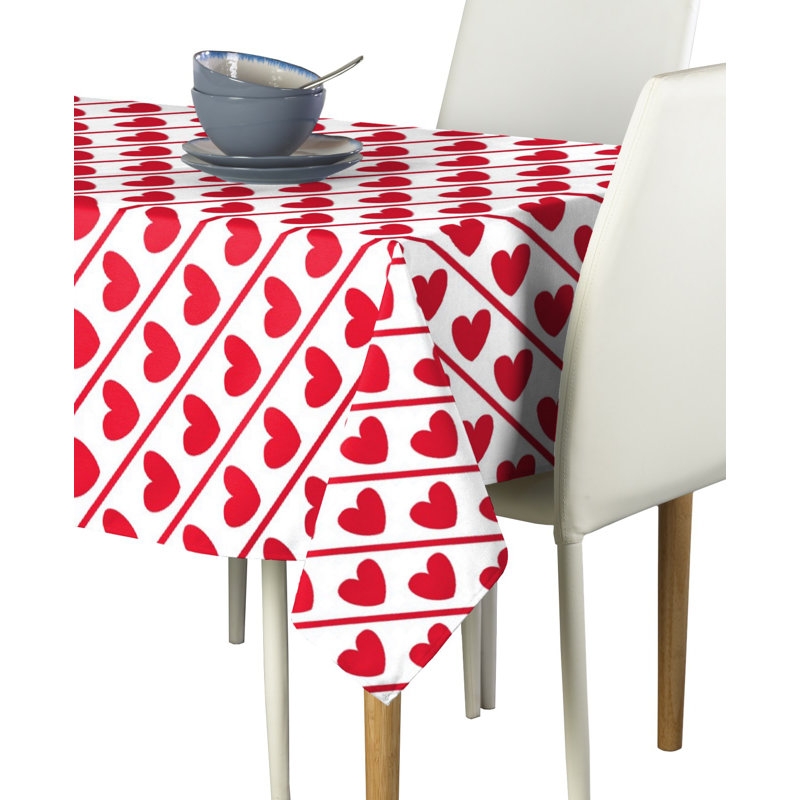 Espitia Geometric Valentine's Day Tablecloth, 104" L x 60" W