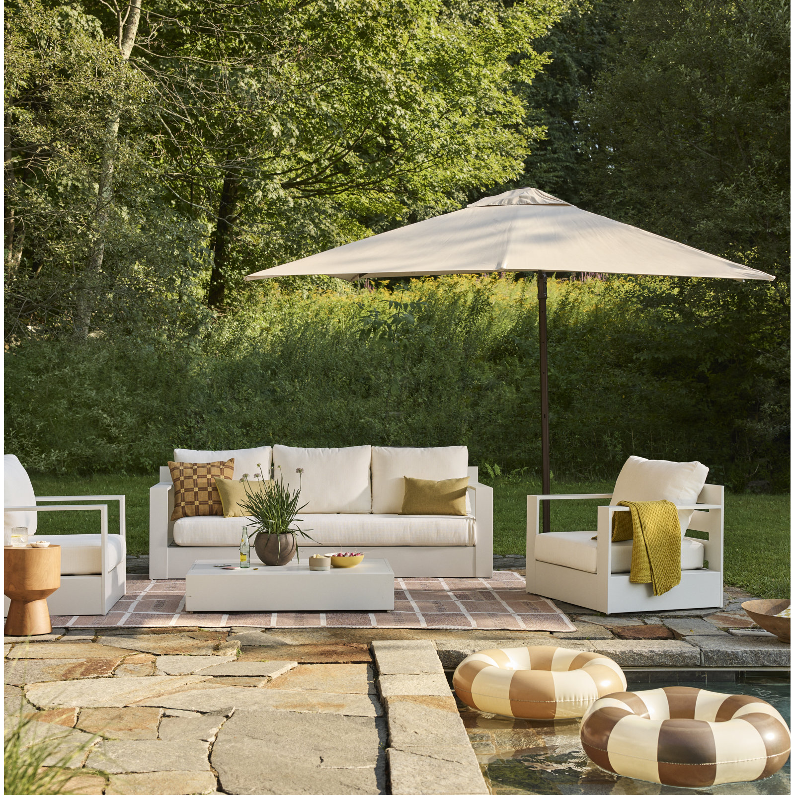 Cora 103.2" Square Cantilever Umbrella, Canvas Black Sunbrella® Canvas, Bronze