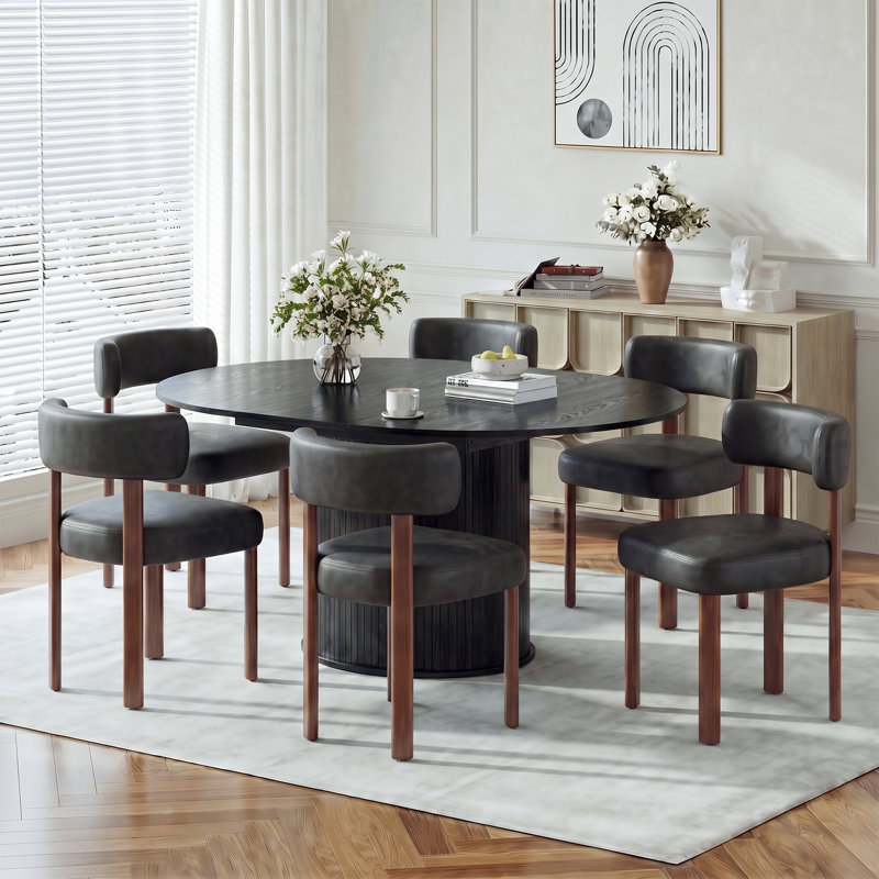 Ensemble de table et de chaises de salle à manger extensibles modernes pour 4 à 6 personnes avec rangement dissimulé, Noir
