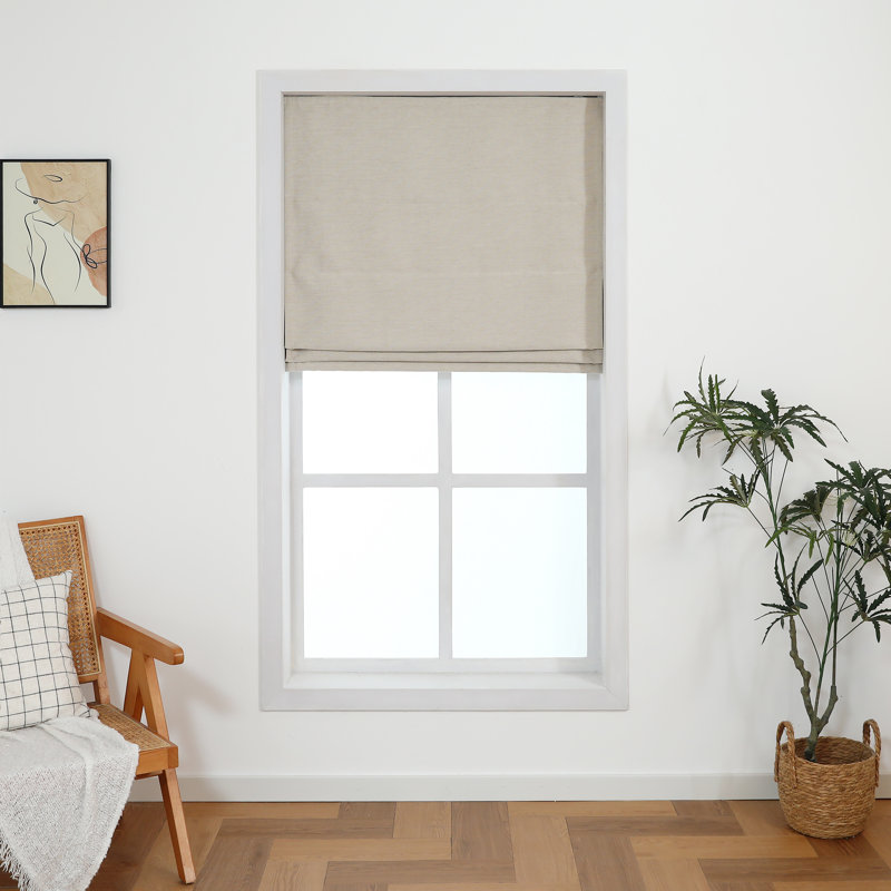 Store romain sans cordon en chenille occultant, L 34 po x L 64 po, Avoine