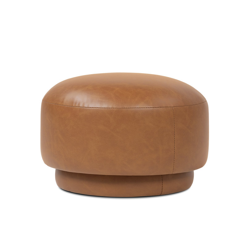 Pouf rembourré Ashalyn, Faux Leather, Brown