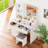 Makeup Vanity Desk with Mirror and Lights, White Vanity Table with Power Outlet and 3 Lighting Modes, Dressing Table Set with Cabinet Drawers Shelves and Storage Stool for Bedroom