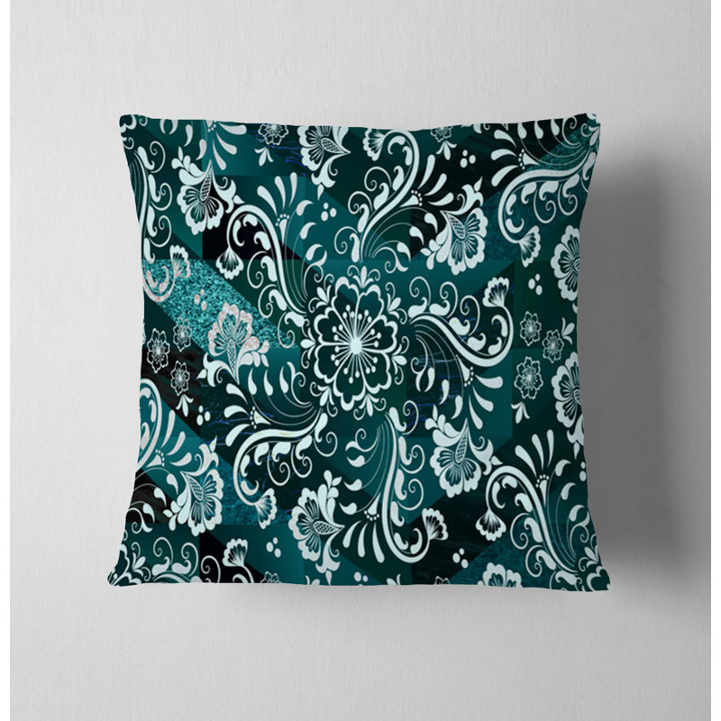 Throw Pillow Cover Only, H 20 po x l 20 po, Bleu damassé / abstrait 3