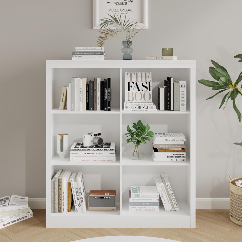 6 Cube Storage Bookshelf, 53" Tall Bookcase with Anti-Tip Design, Modern Freestanding Organizer Shelf, White