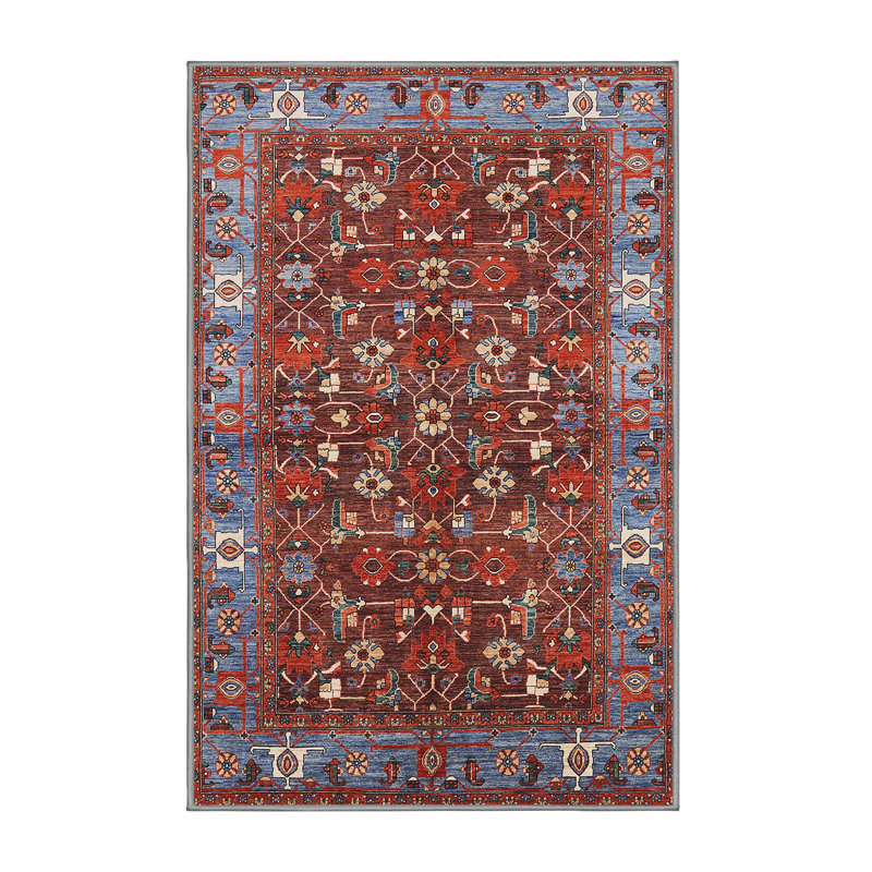 Tapis oriental rouge et bleu, Rectangle 2 pi x 4 pi