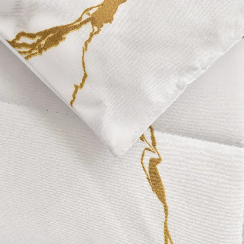 Ensemble d'édredon pour chambre à coucher 2/3 pièces à imprimé marbre blanc doux toutes saisons