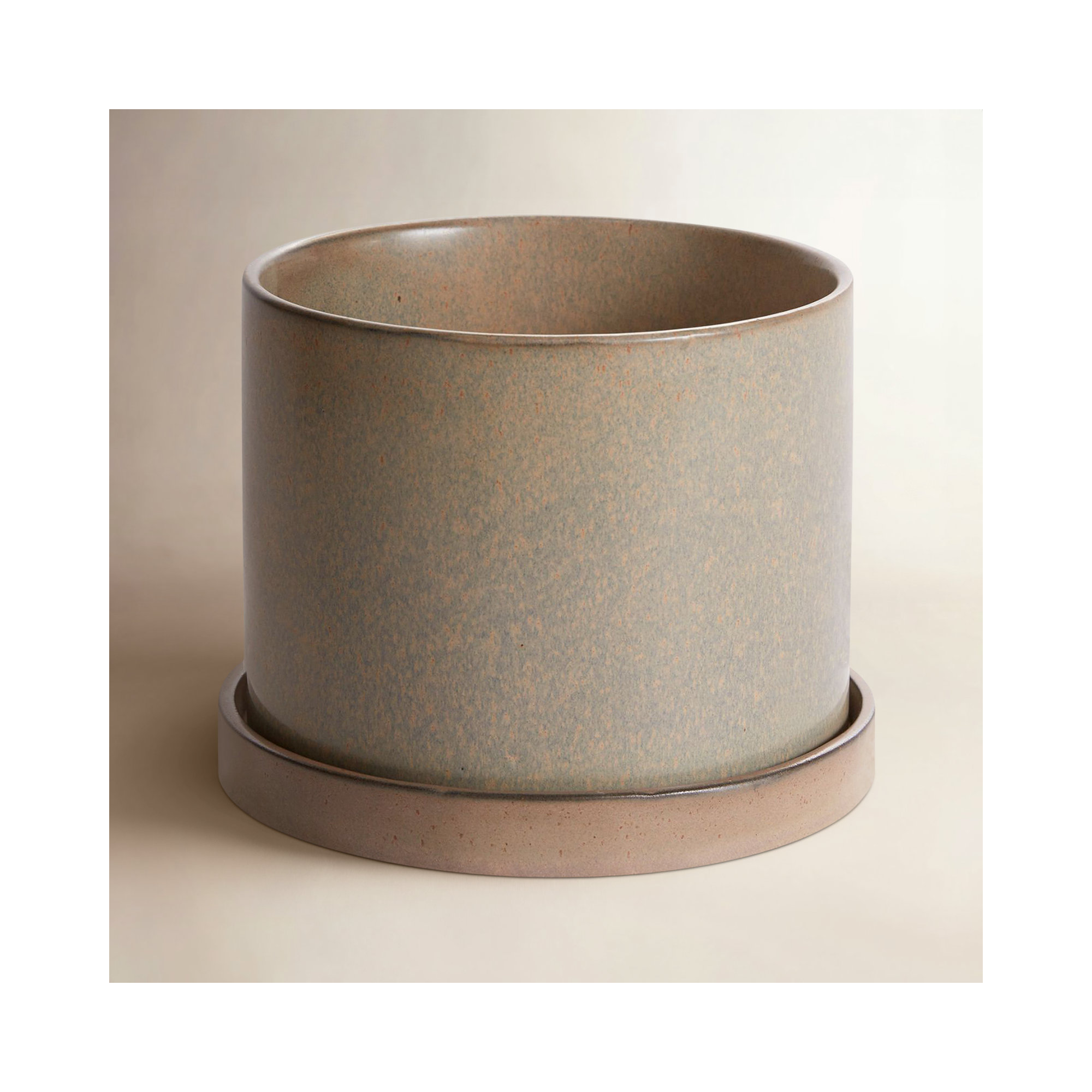 Tyron Ceramic Pot Planter, Tan, 7" H x 6.5" W x 6.5" D