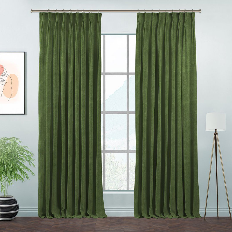 Room Darkening Single Curtain Panel, Green, 245 W x 350 D cm