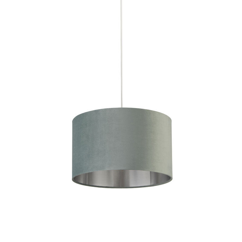 Velvet, Plastic And Mild Steel Traditional, 24 cm H x 40 cm W x 40cm D, Sage Green/Brushed Silver
