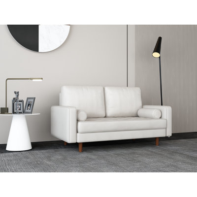 Germania 59" Leather Upholstery Square Arm Loveseat