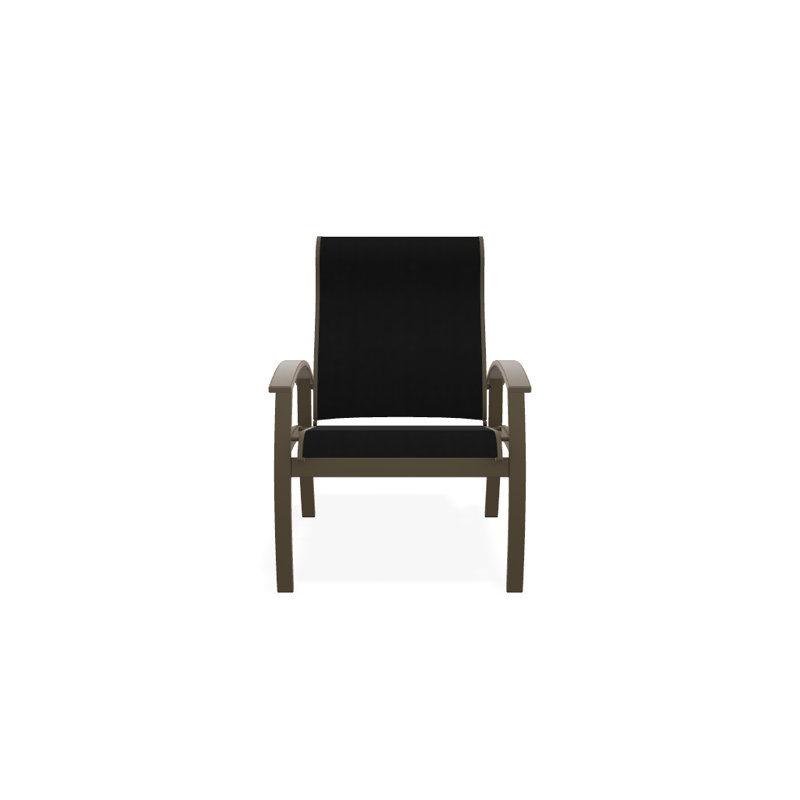 Askar Premium All-Weather Wicker Outdoor Dining Armchair with Cushion, Desert, Black 5D Sunbrella®, Textured Beachwood