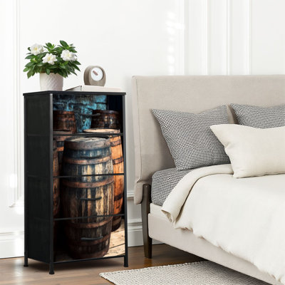 4 Drawer Dresser for Bedroom, Narrow Chest of Drawers, Wooden Top and Study Iron Frame 18"x37.5"-(WxH)