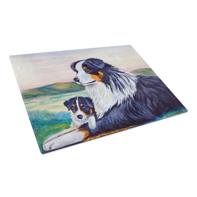Australian Shepherd Double Glass Cutting Board