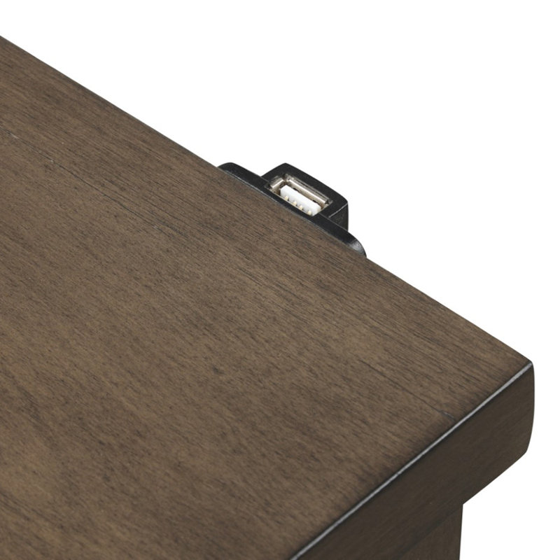 Table de chevet avec USB, noyer foncé