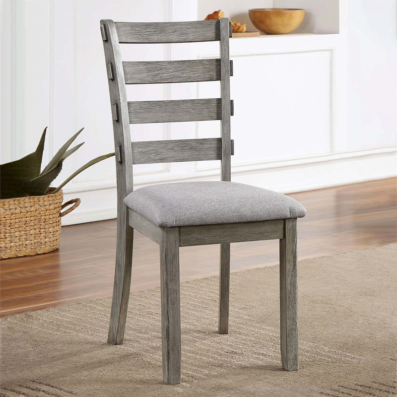 Dining Table 4X Side Chairs Bench 6Pcs Dining Set Fabric Seat Rustic Style