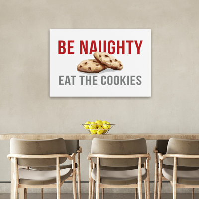 Père Noël, arrêtez-vous ici - art contemporain «Be Naughty Eat The Cookies», message humoristique de biscuits aux brisures de chocolat