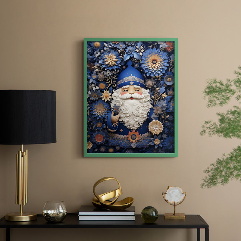 «Christmas Holiday Art» DCLIV, reproduction d'art encadrée - bois massif, Vert, H 15 po x l 12 po