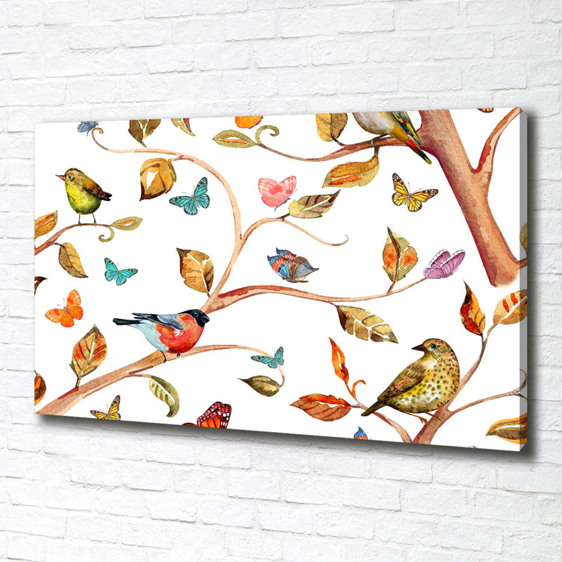 Birds And Butterflies - Wrapped Canvas Print