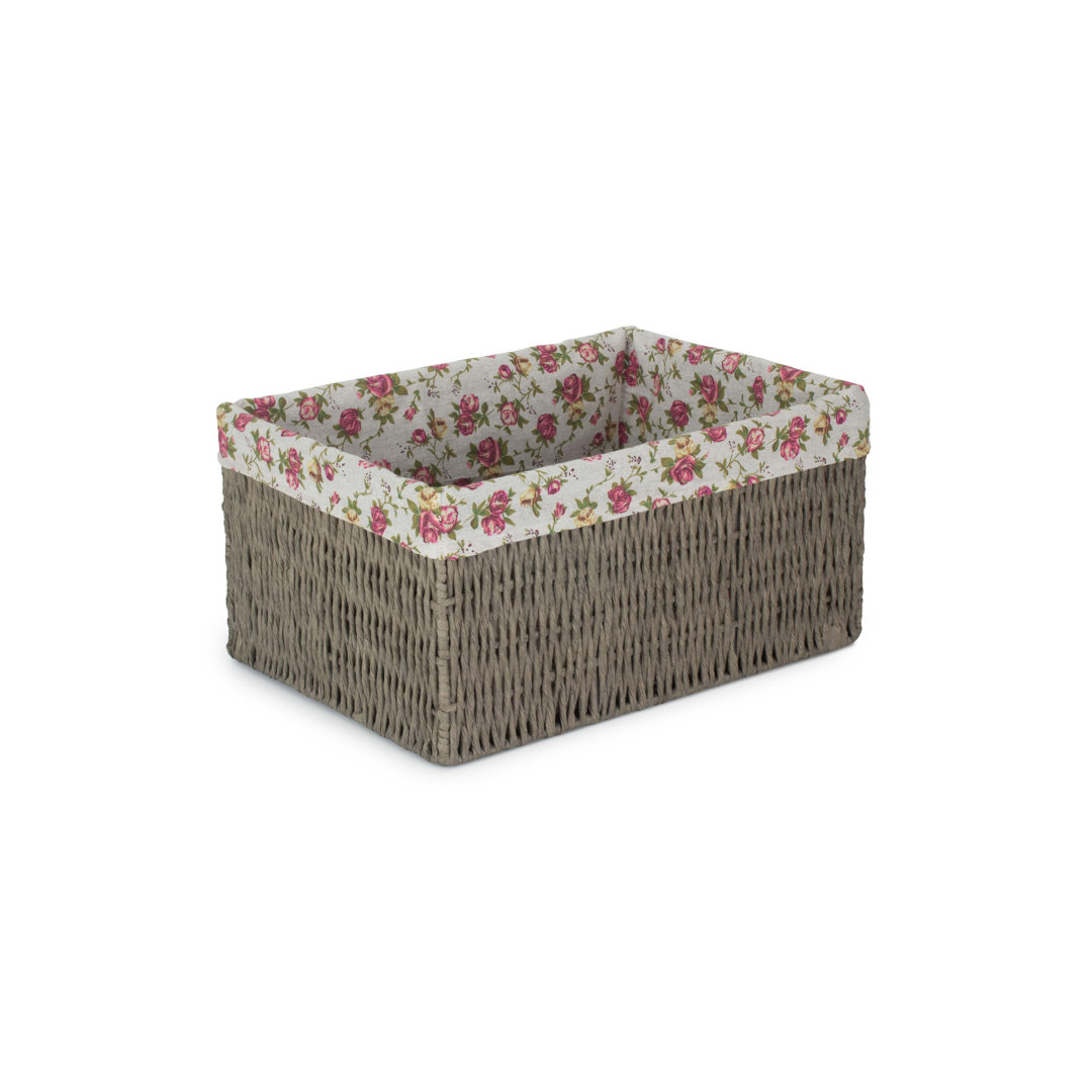 Wicker Grey Paper Rope Storage Basket with Lining